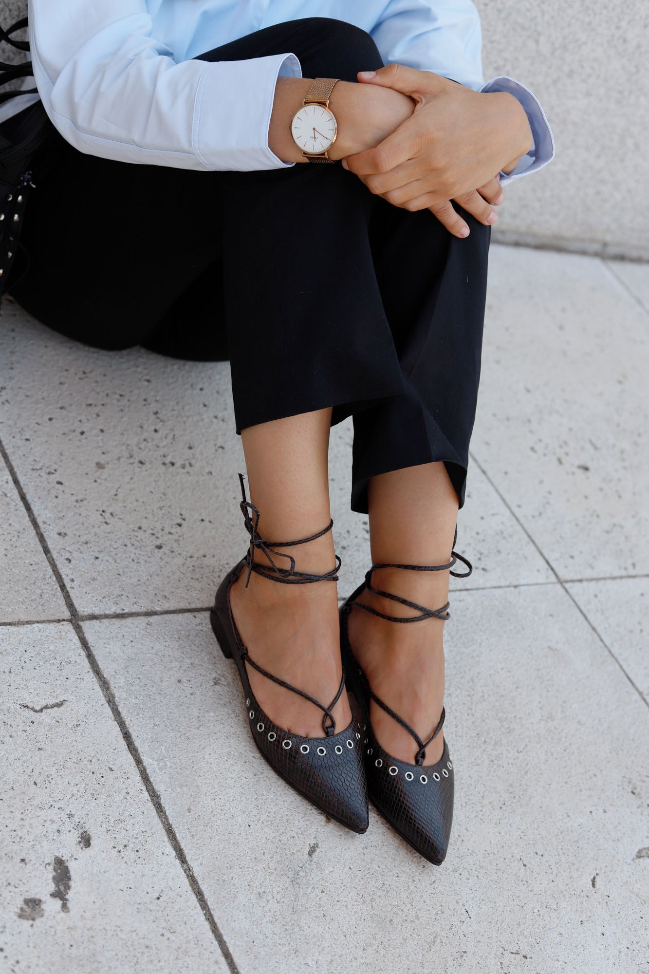 BAILARINA LACE UP SNAKE MARRON 1CM