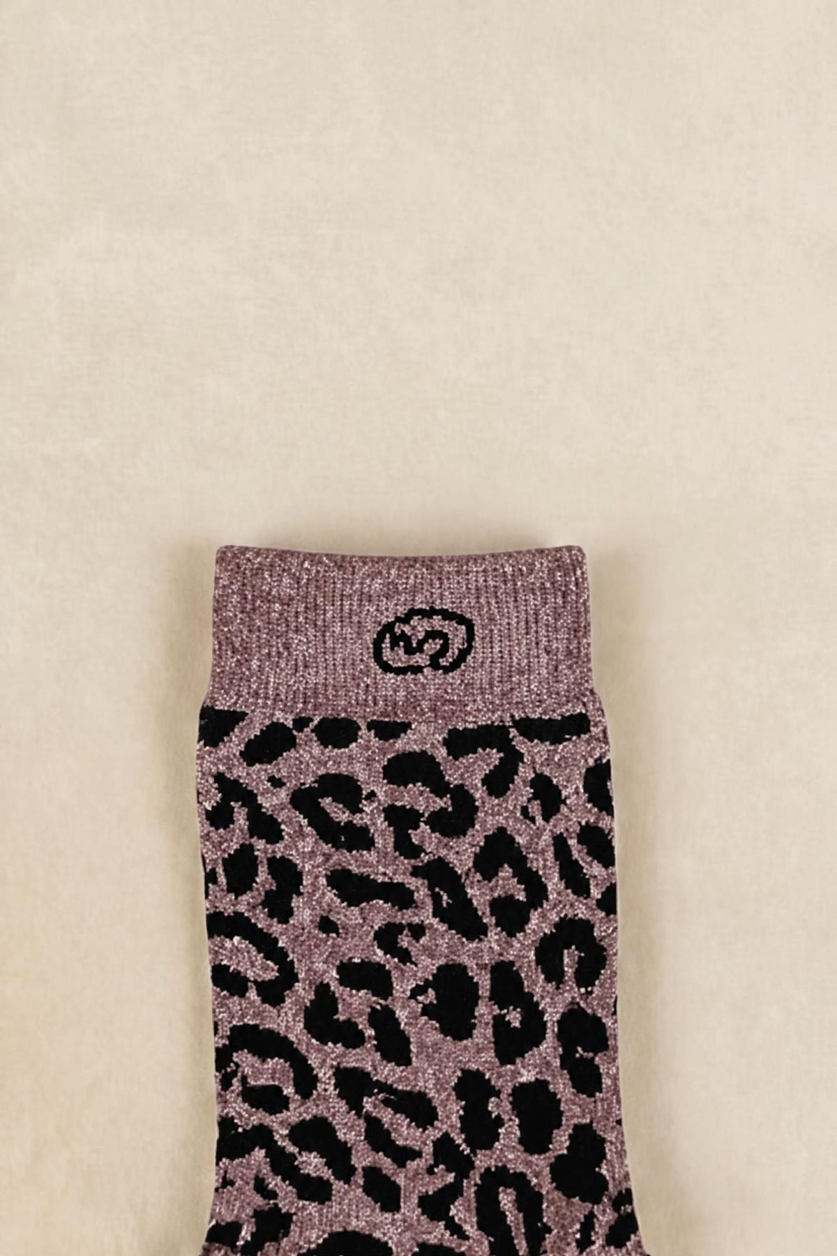 CALCETINES GLITTER LEOPARDO BURDEOS