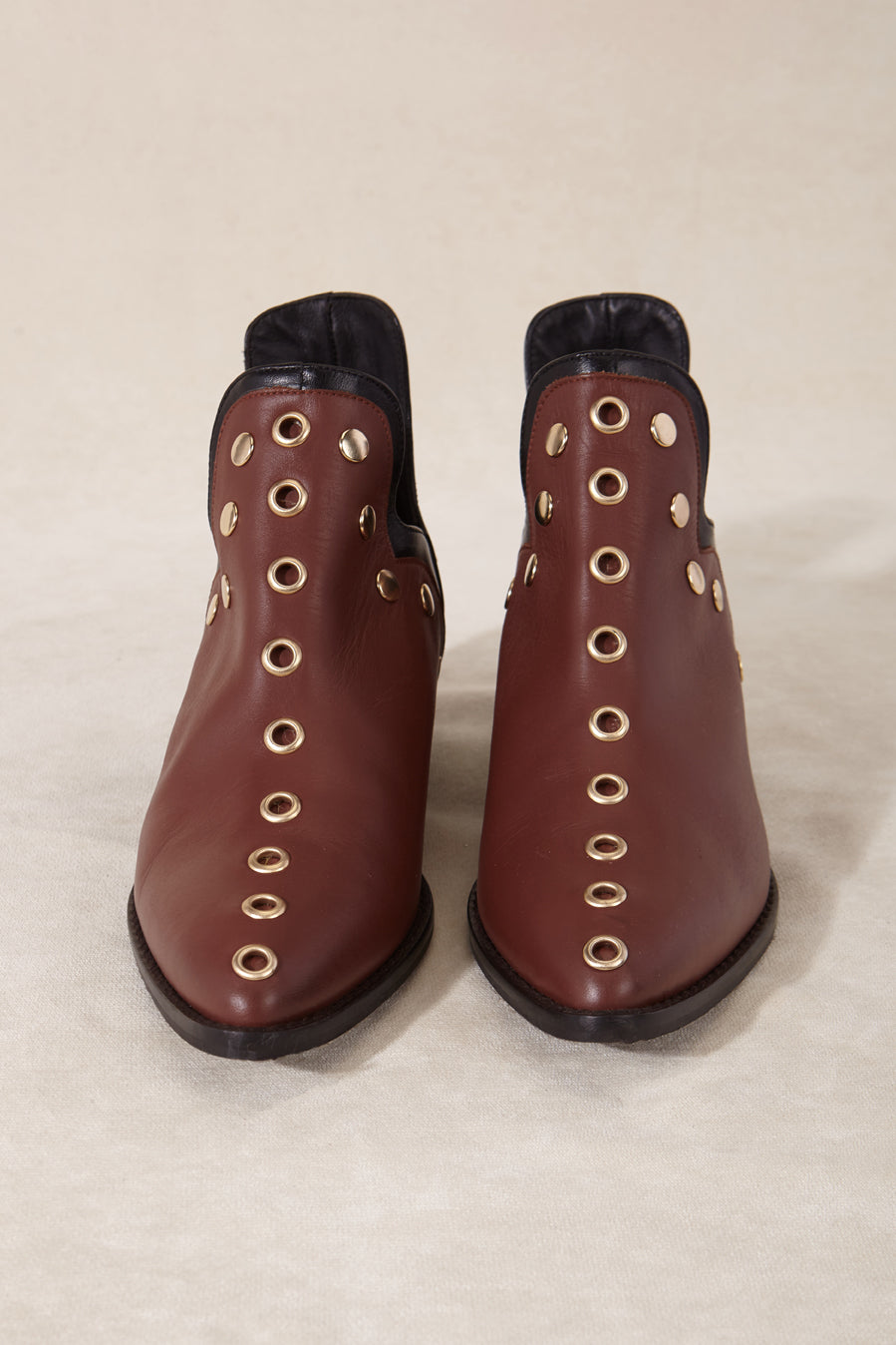 Gold studded booties best sale