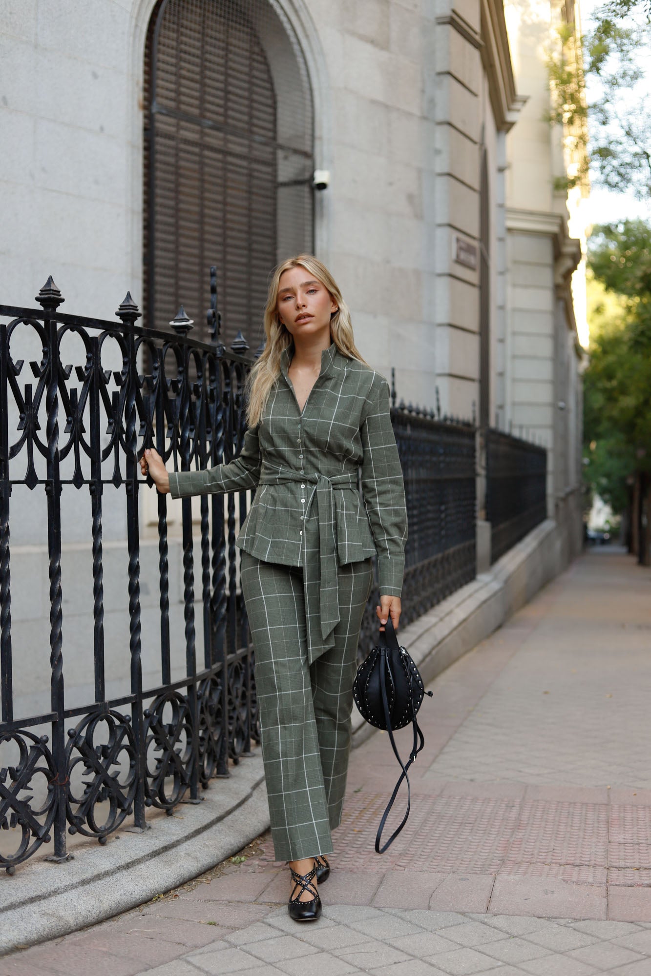 Green cotton set with stripes 