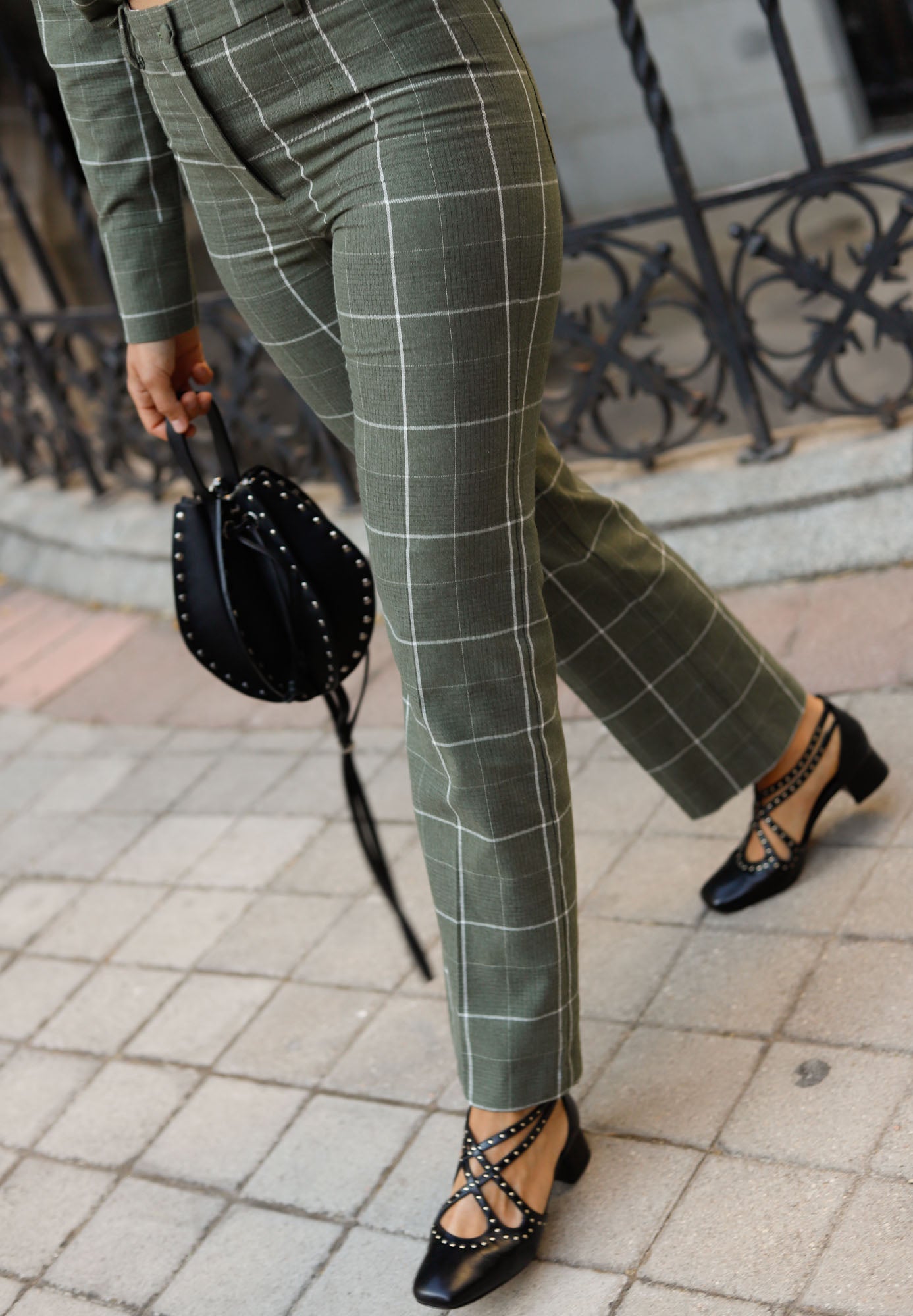 cotton pants with white stripes 