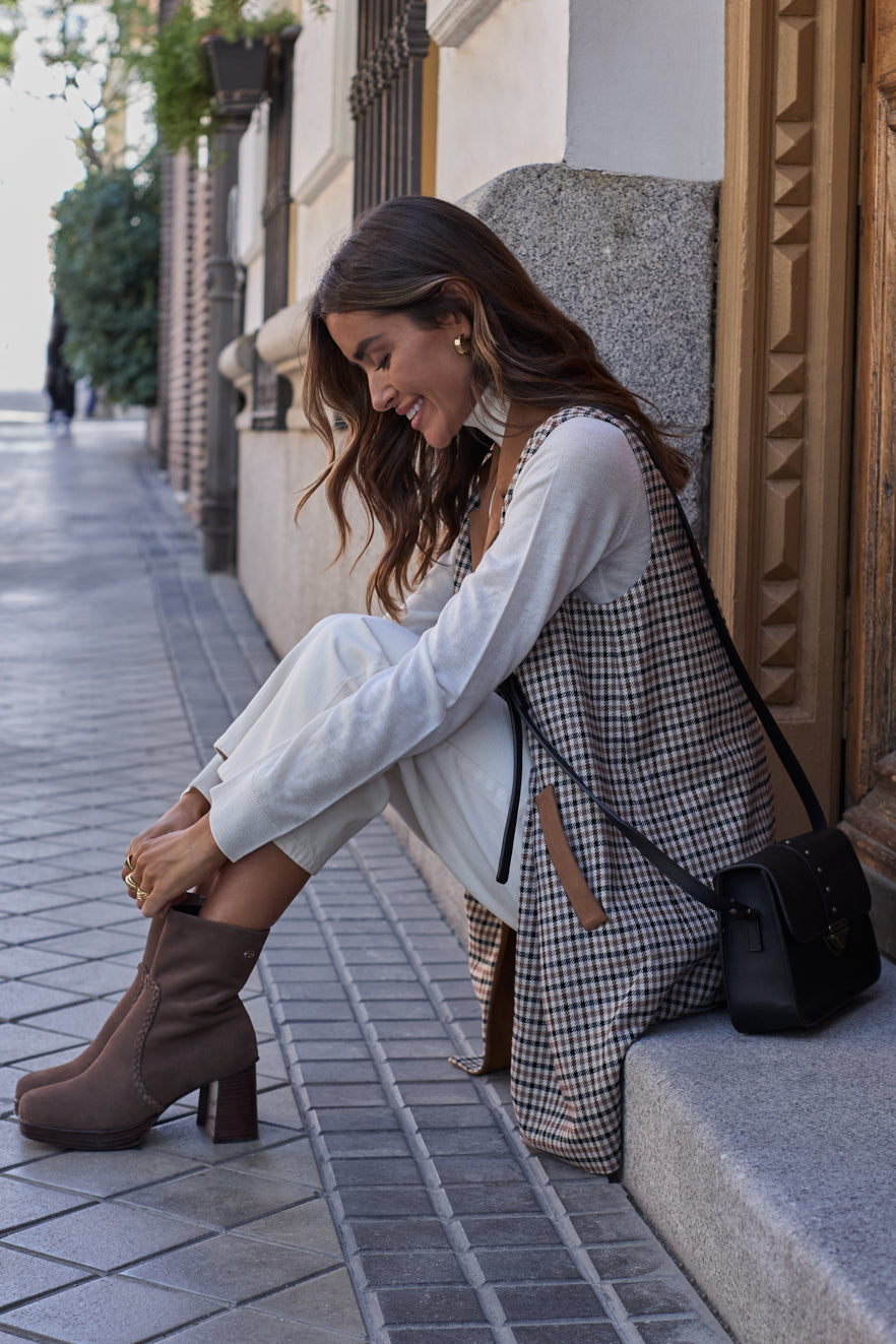 BRERA PLATFORM SUEDE TAUPE 8 CM