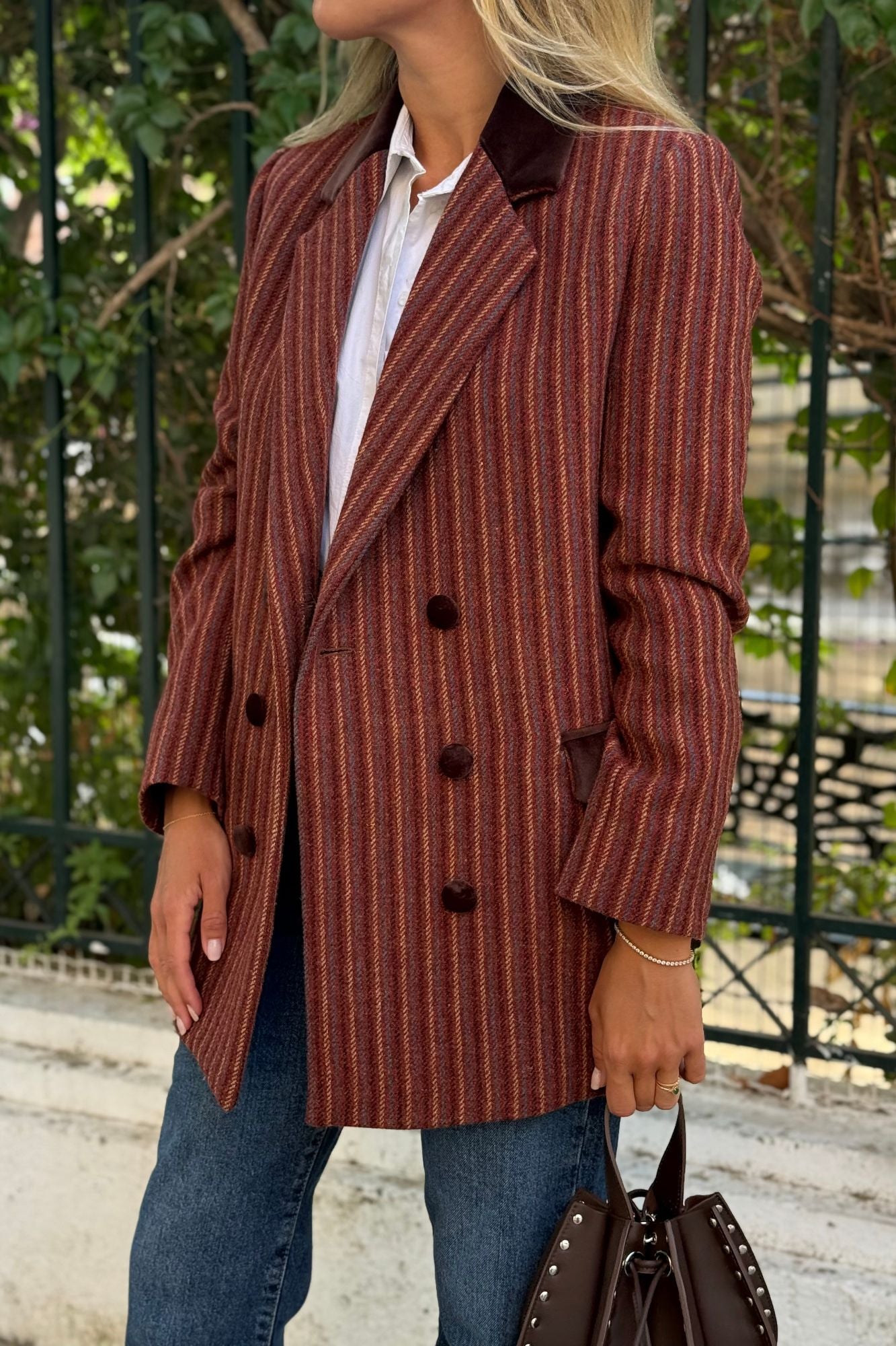 TERRACOTTA STRIPED WOOL BLAZER