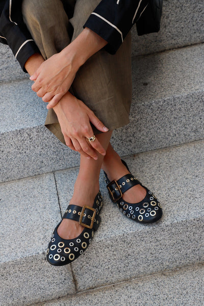 BAILARINA ROCK NEGRO TACHAS 1CM