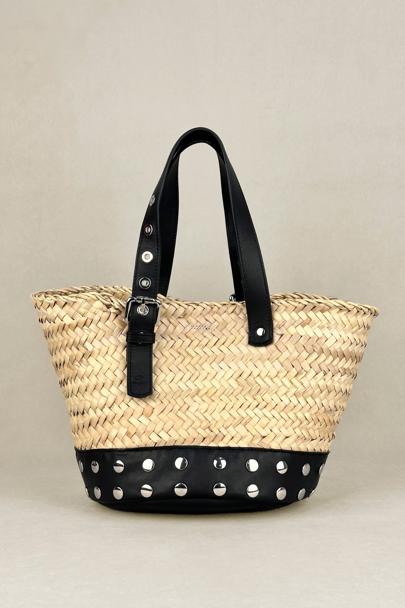 BLACK PALM STUDDED BUCKET BAG