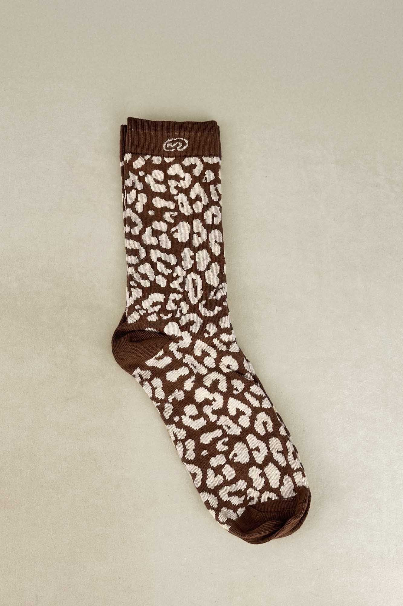 CALCETINES LEOPARDO MARRON
