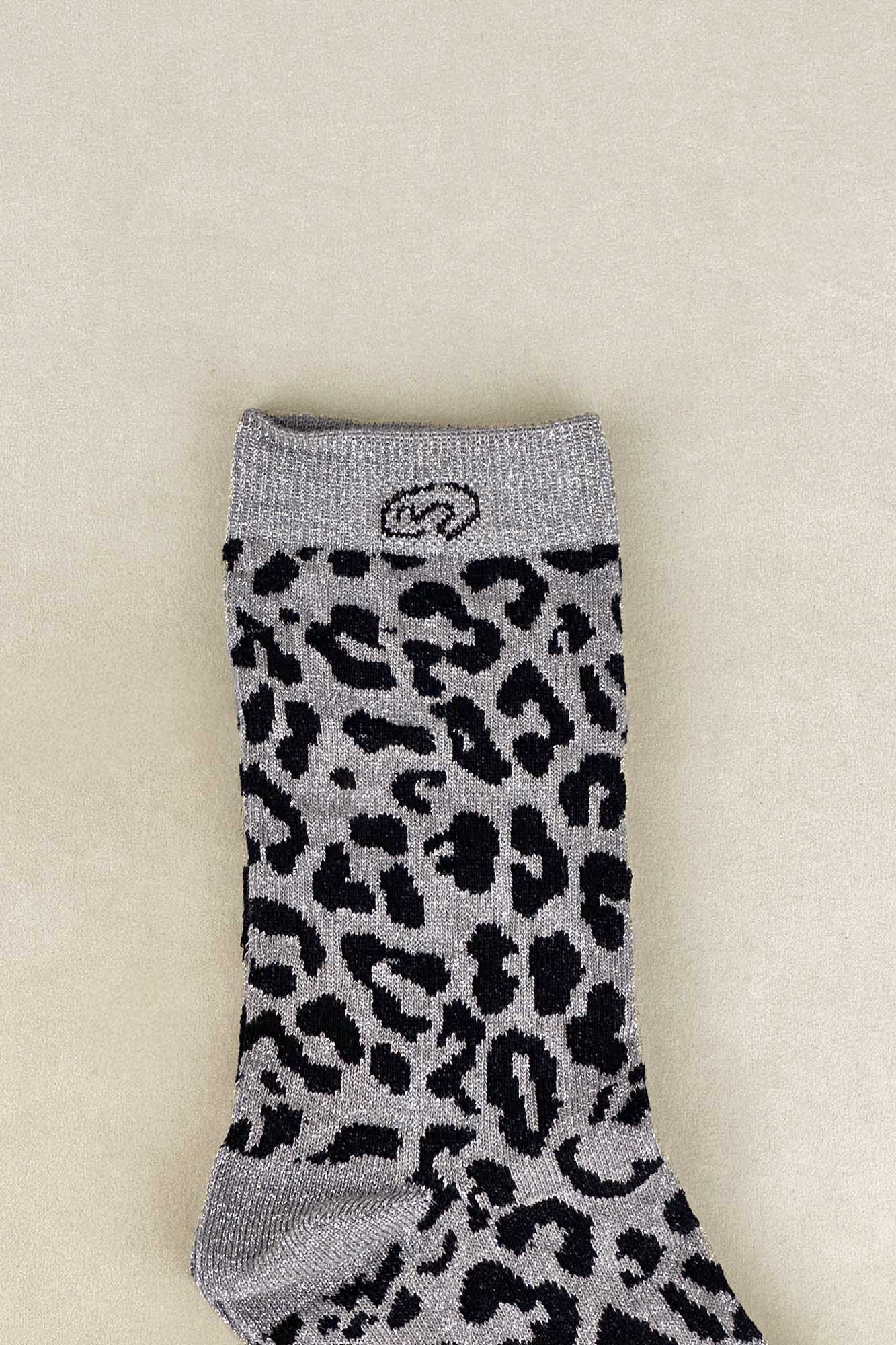 SILVER LEOPARD SOCKS