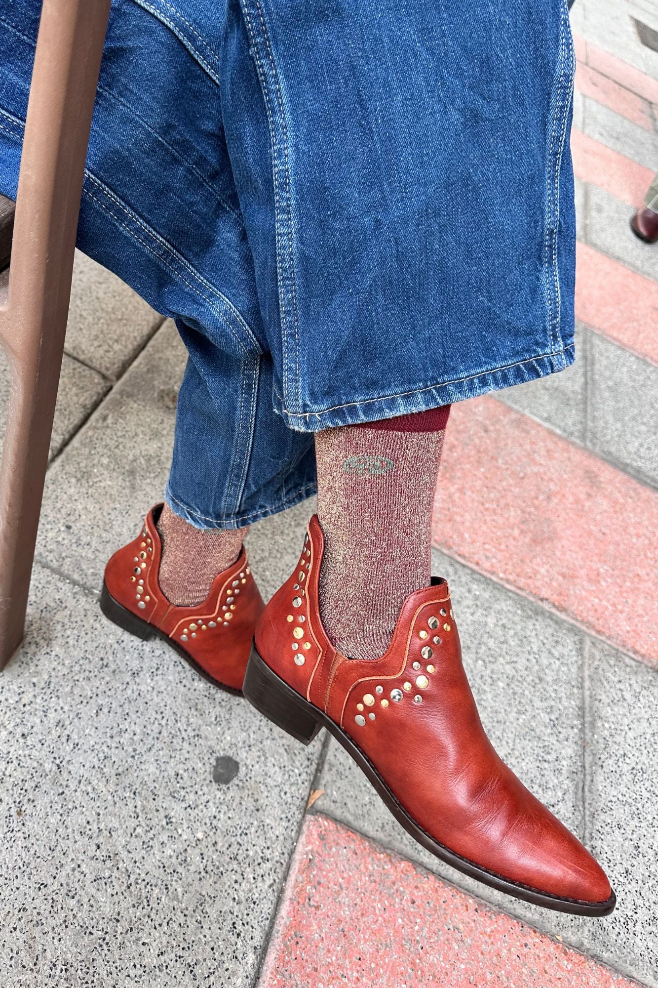 CALCETINES GLITTER BURDEOS