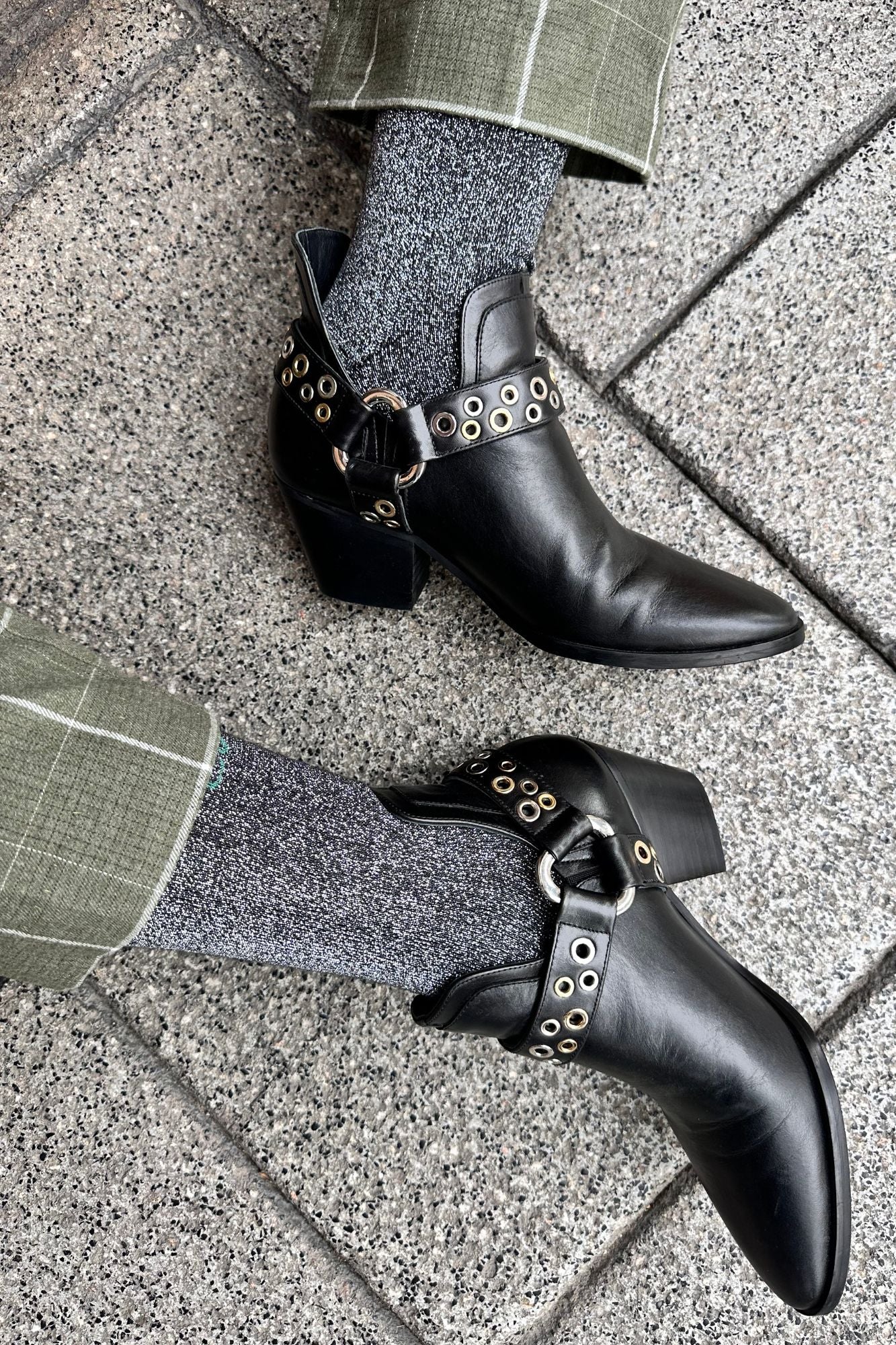 CALCETINES GLITTER NEGRO