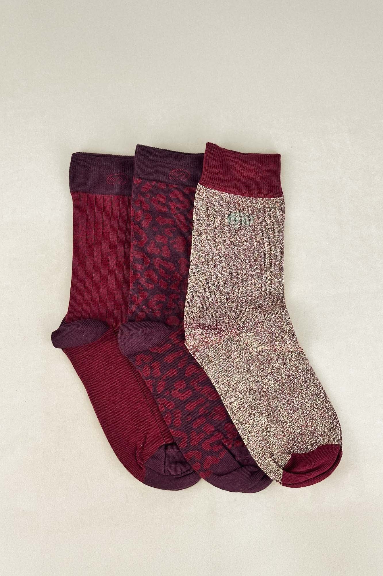 PACK 3 CALCETINES BURDEOS