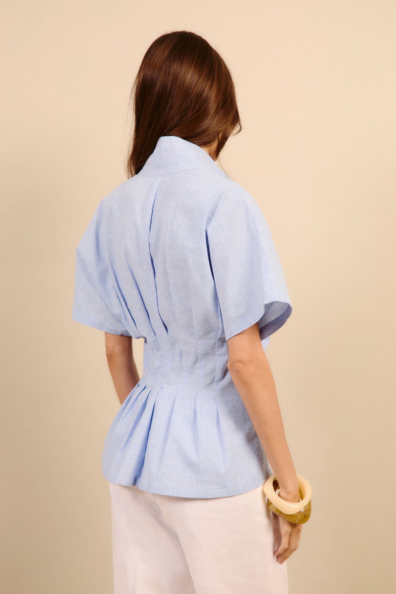 CAMISA LINO RAYAS AZUL