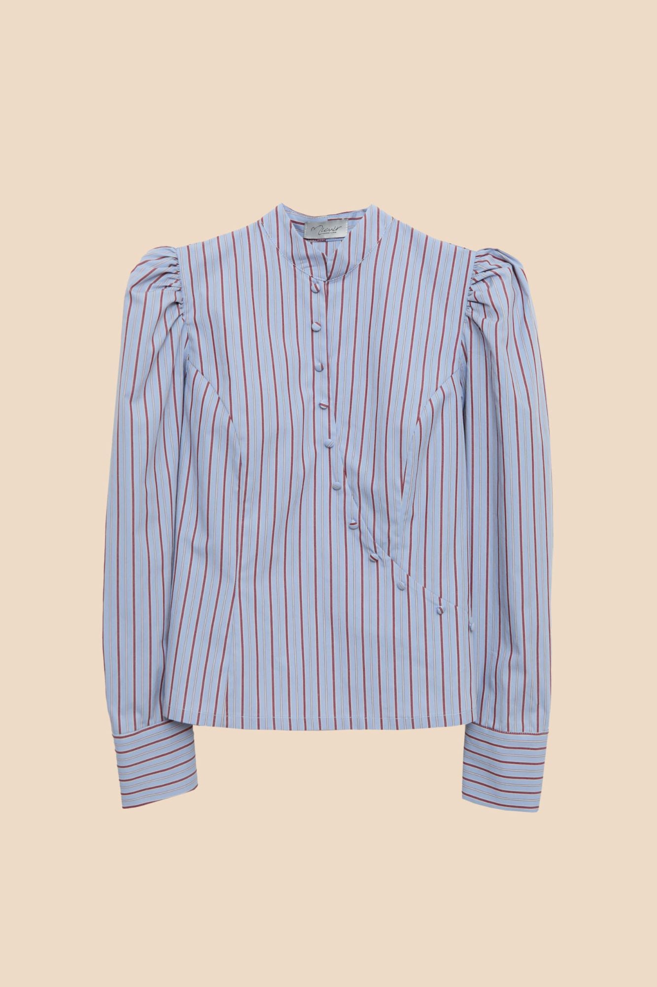 BLUE STRIPED CROSS BUTTONS SHIRT