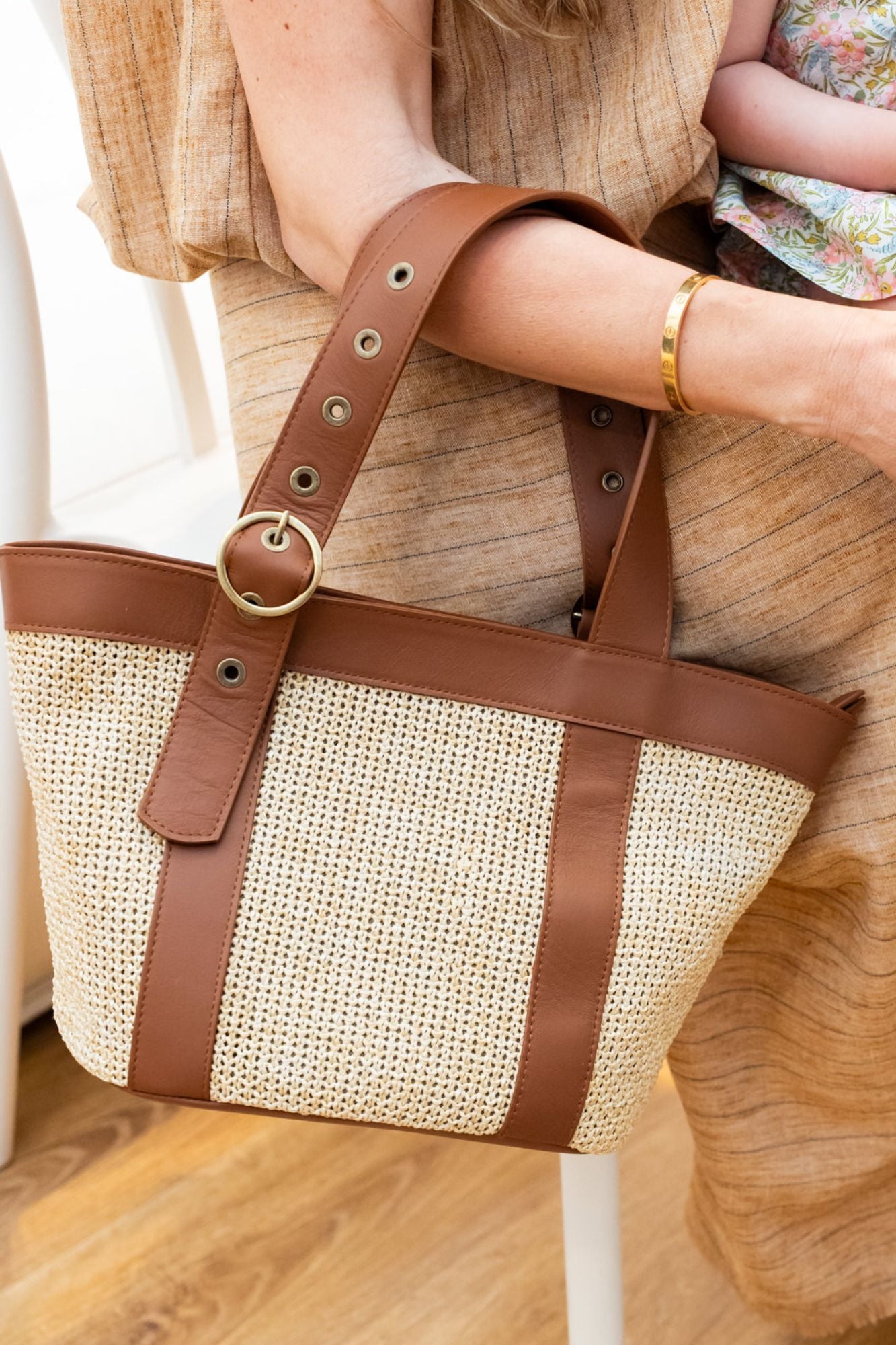 CAPAZO MINI COMBINADO PIEL RAFIA