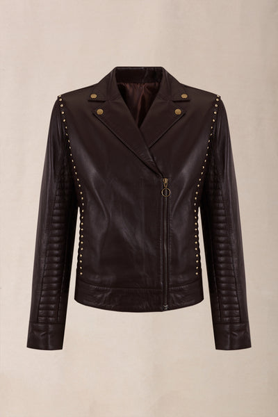 CAZADORA BIKER NAPA CHOCOLATE