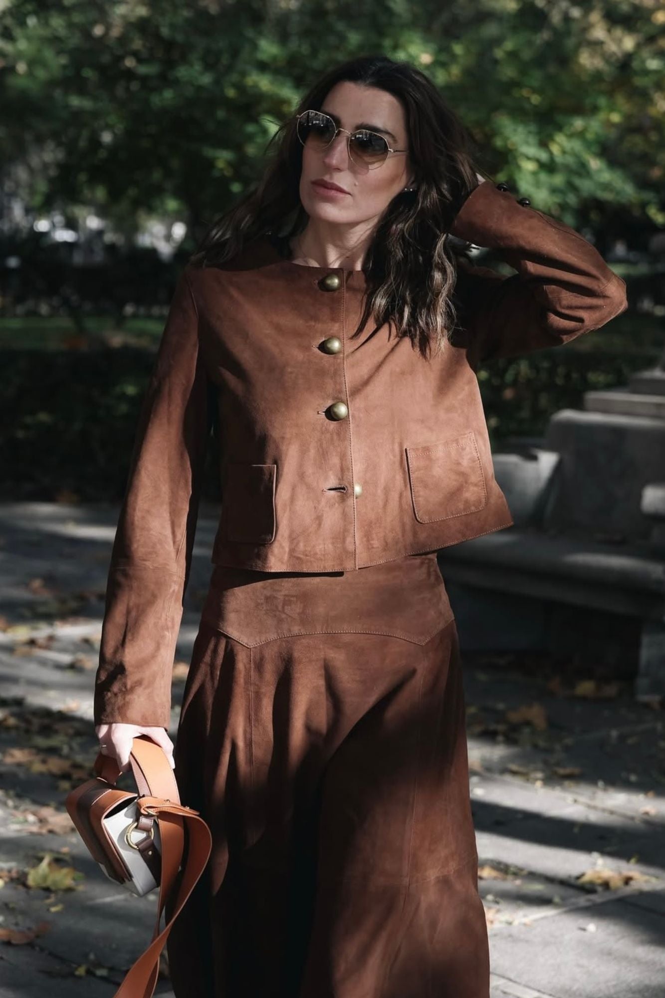 VESTE EN DAIM CHOCOLAT YONNED