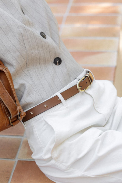 CEINTURE FINE EN CUIR ÉTOILES