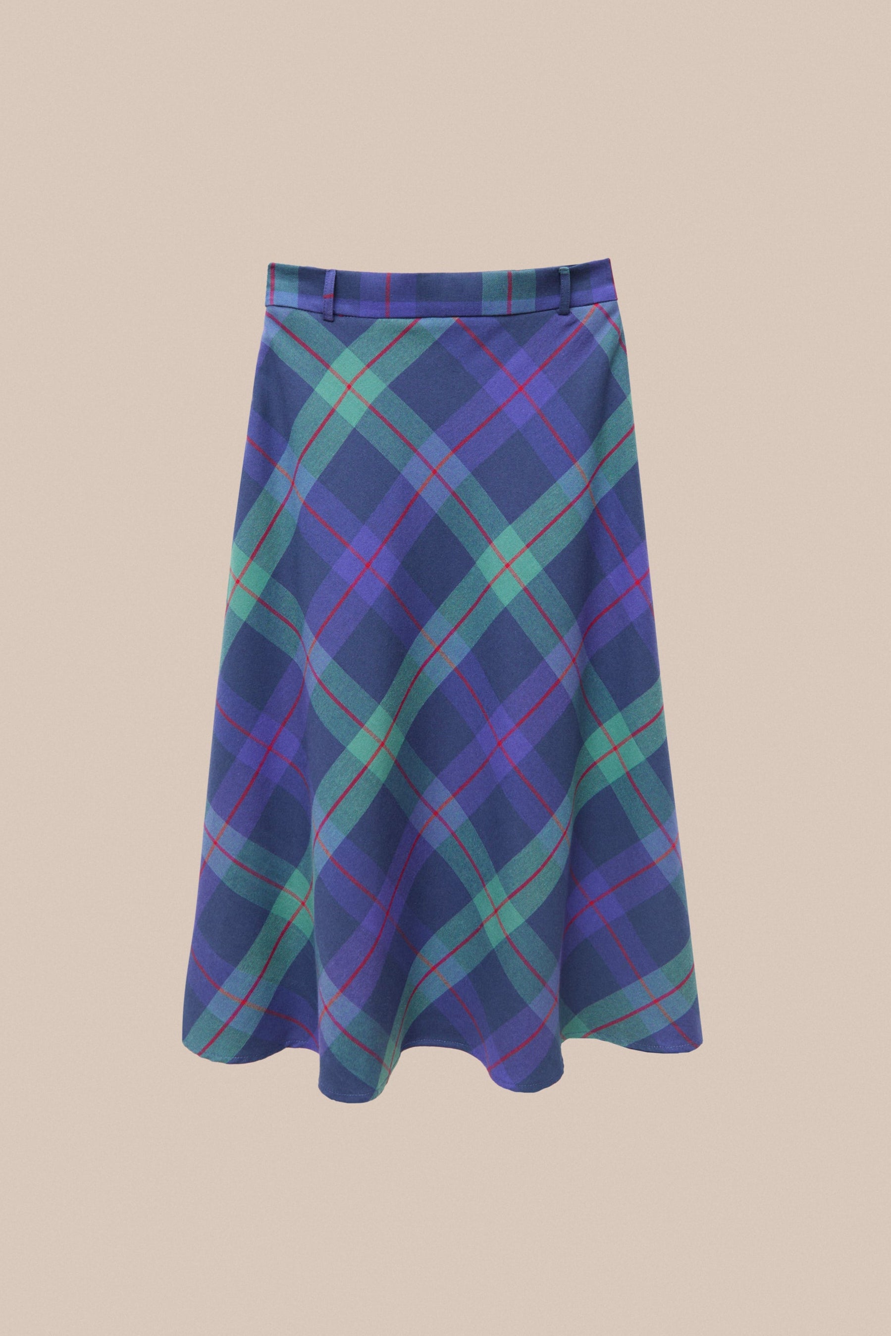BLUE PLAID CAPE SKIRT