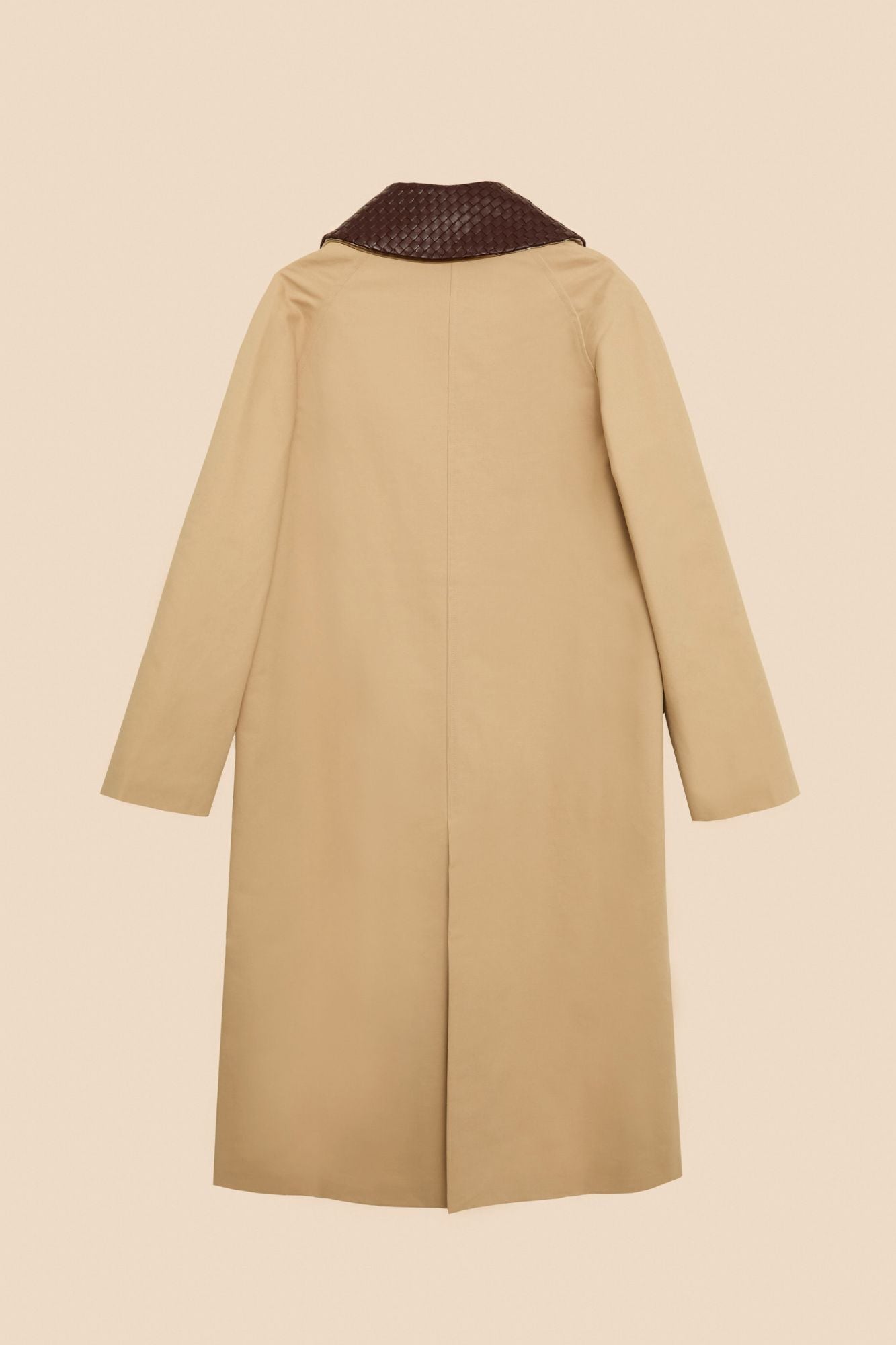 CAMEL GABARDINE BRAIDED COLLAR