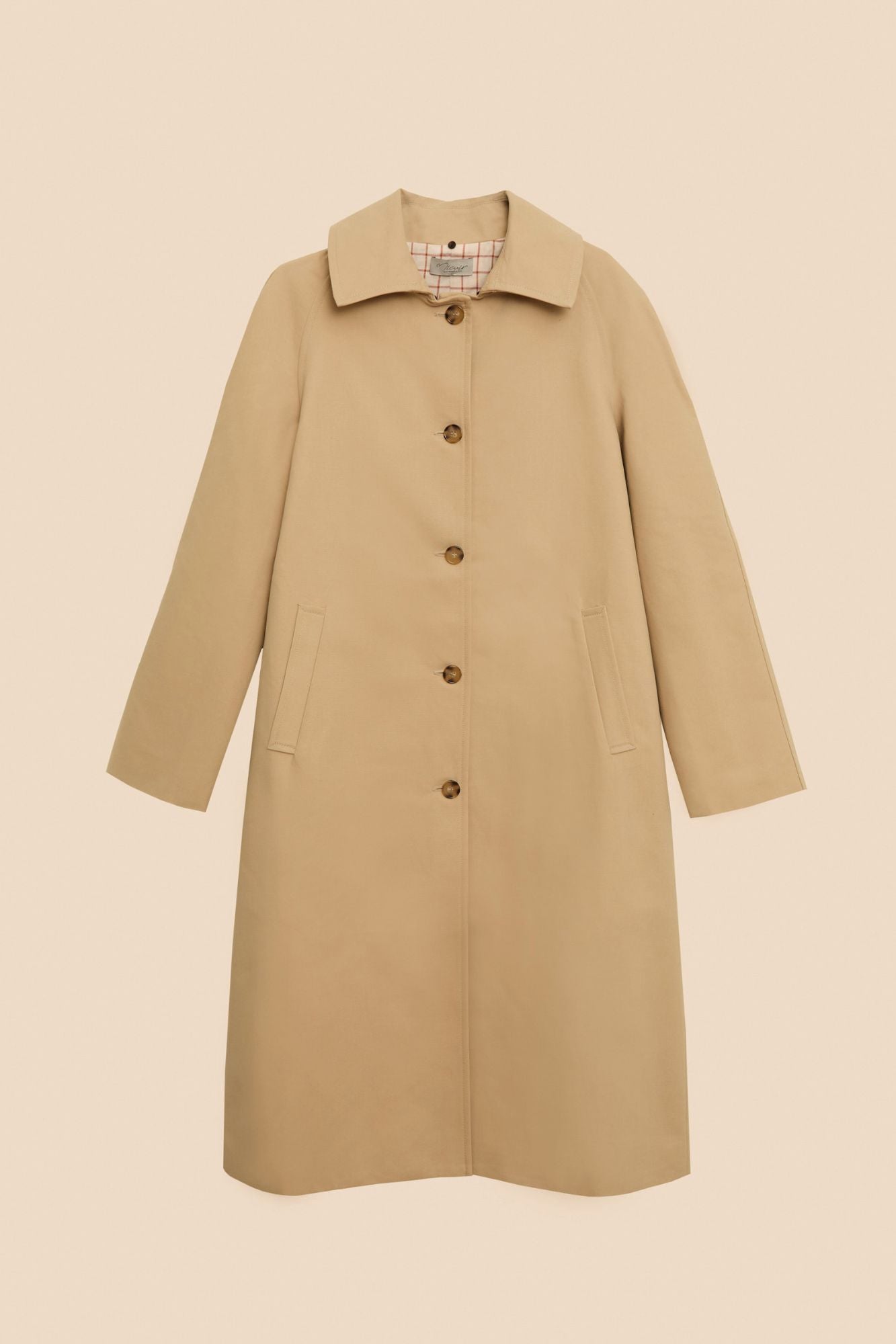 CAMEL GABARDINE BRAIDED COLLAR