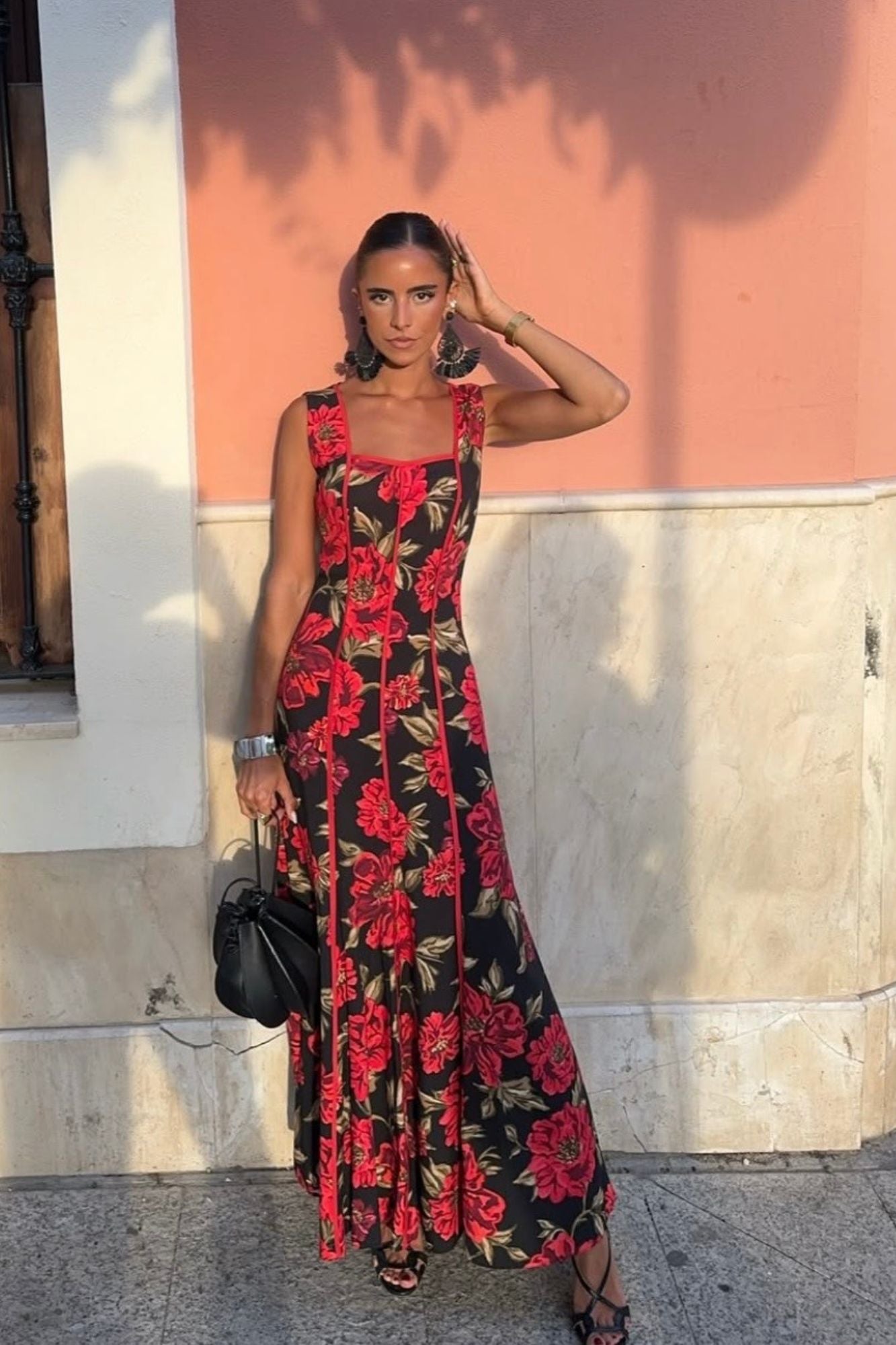 SANDALIA GADEA GRABADO NEGRO 9CM