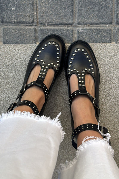 MOCASIN T-BAR TACHAS NEGRO 2CM