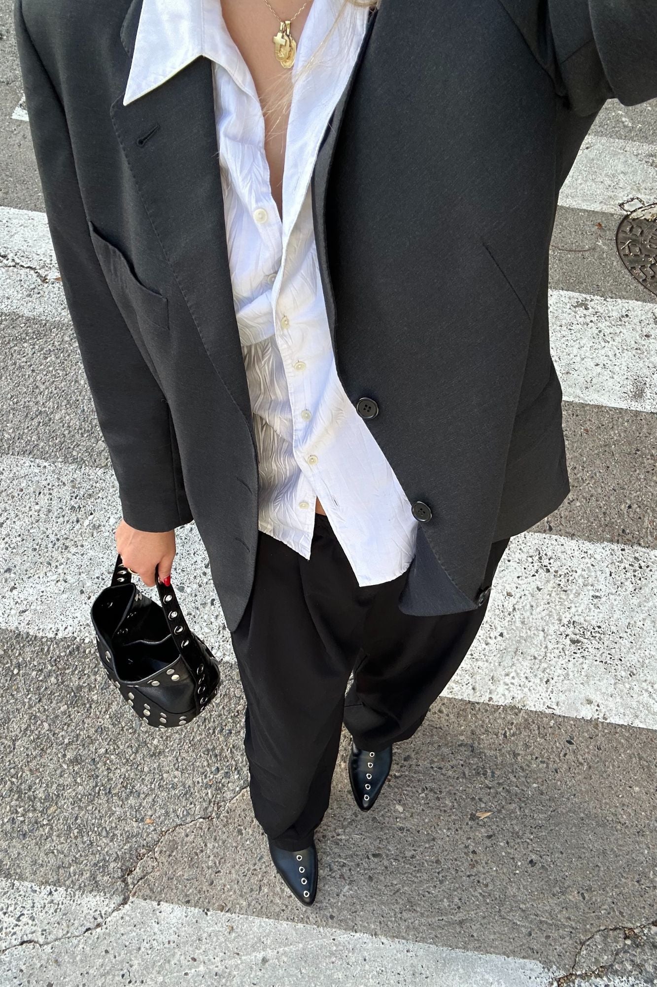 PUNKY BOOTS BLACK STUDS SILVER 4CM