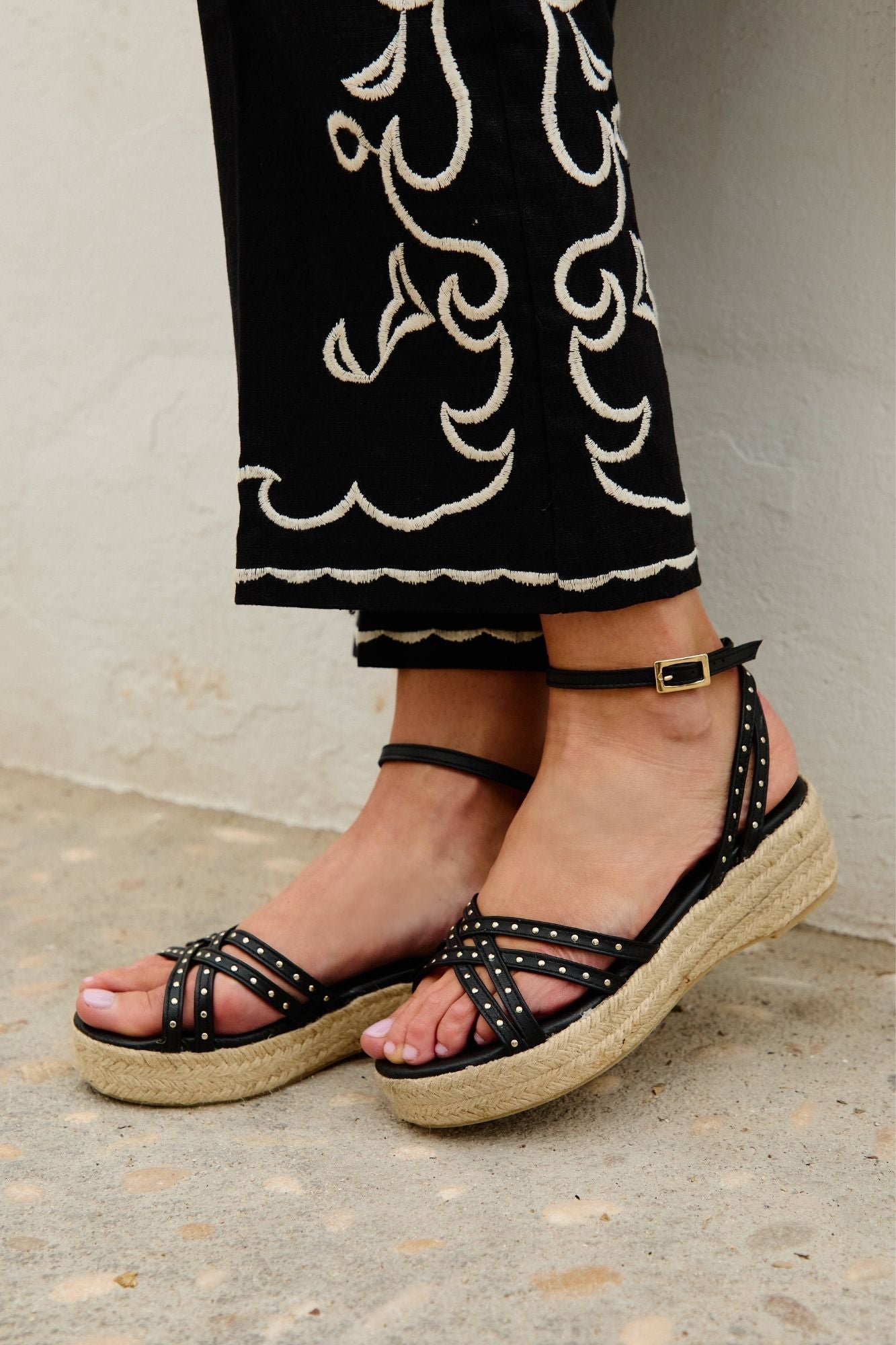 SANDALIA ESPARTO PALMA NEGRO