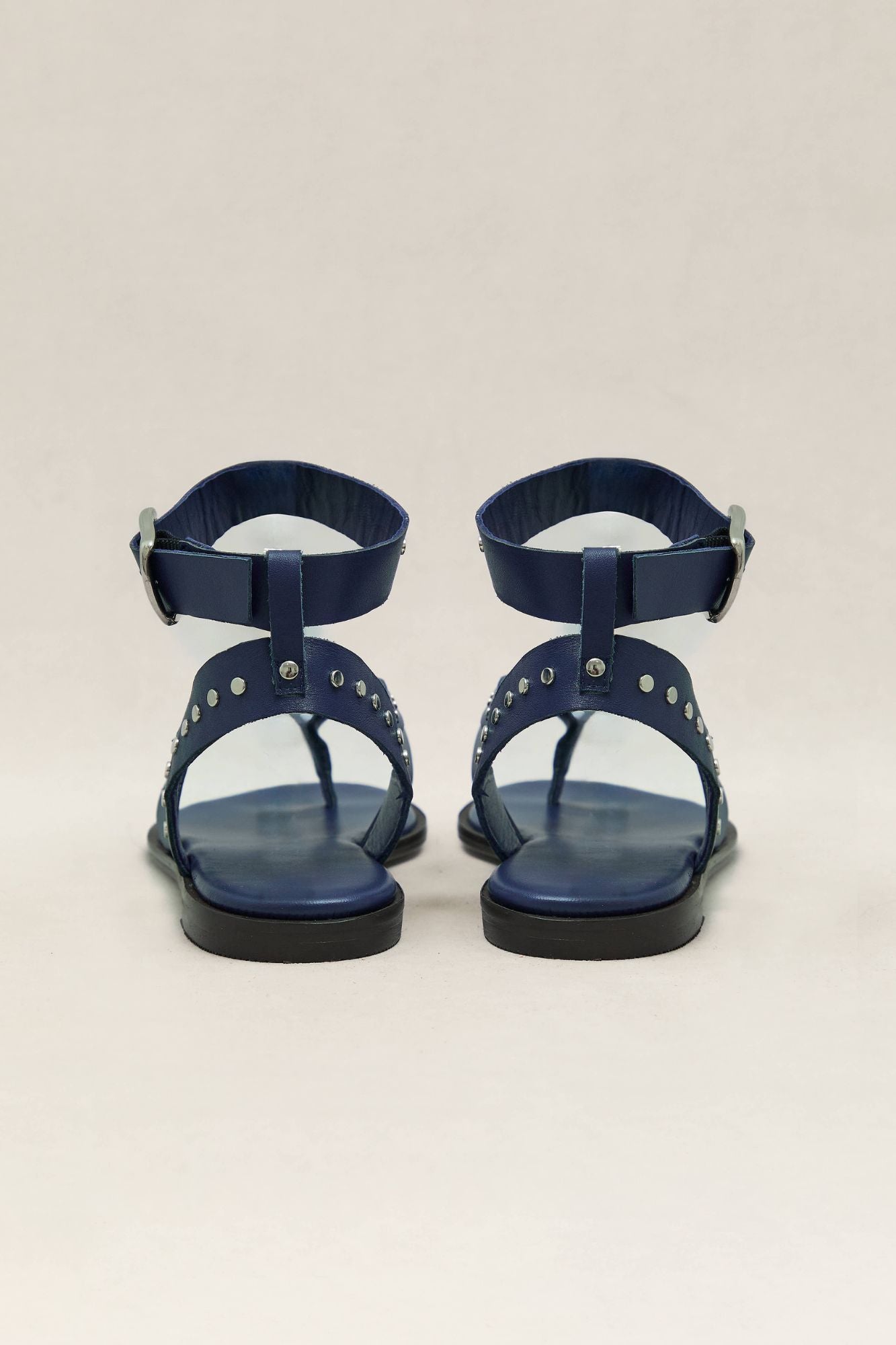 SANDALIA PLANA PIEL TACHAS BIARRITZ NAVY