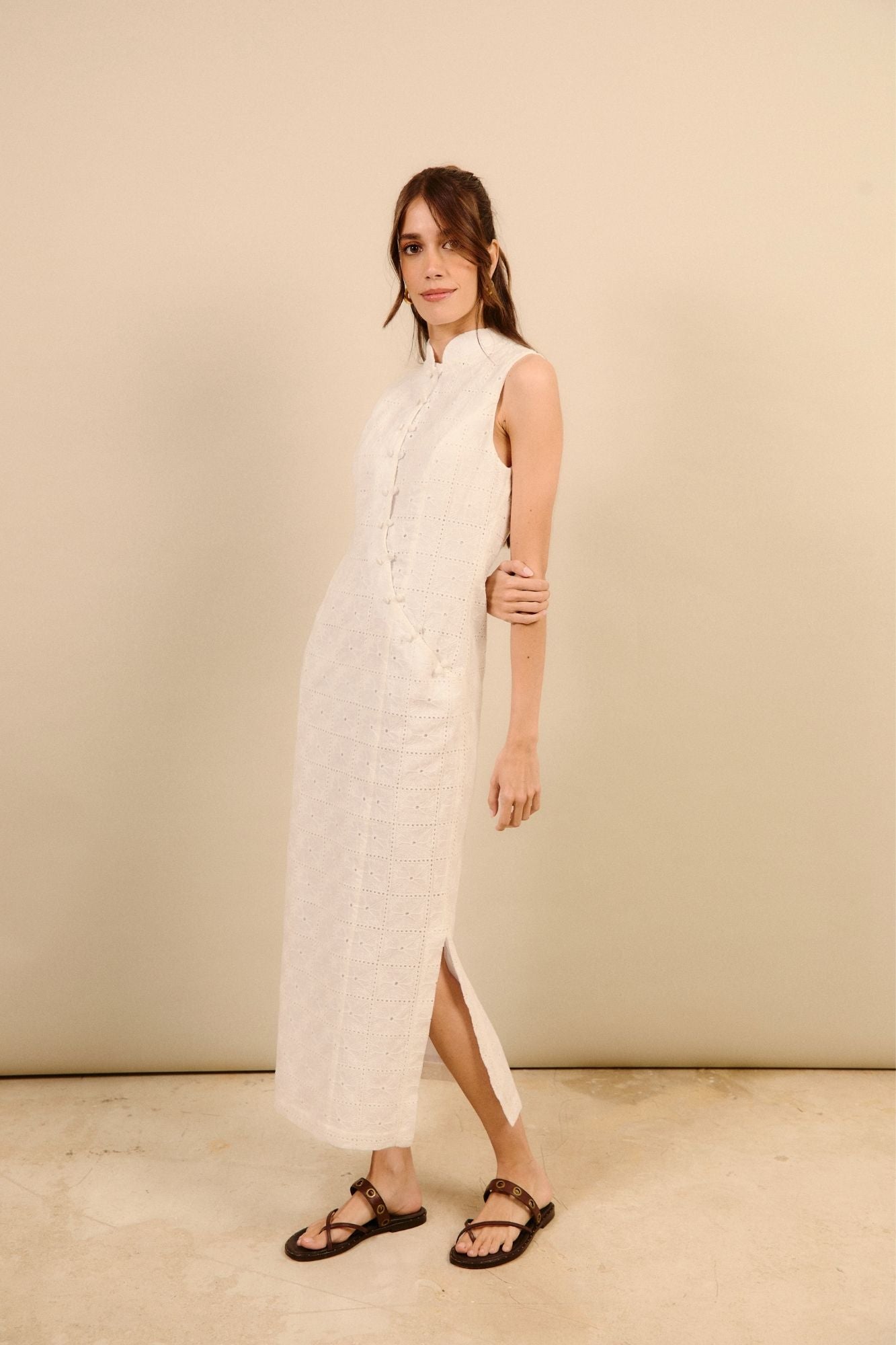 VESTIDO BOTONES CRUZADO BLANCO