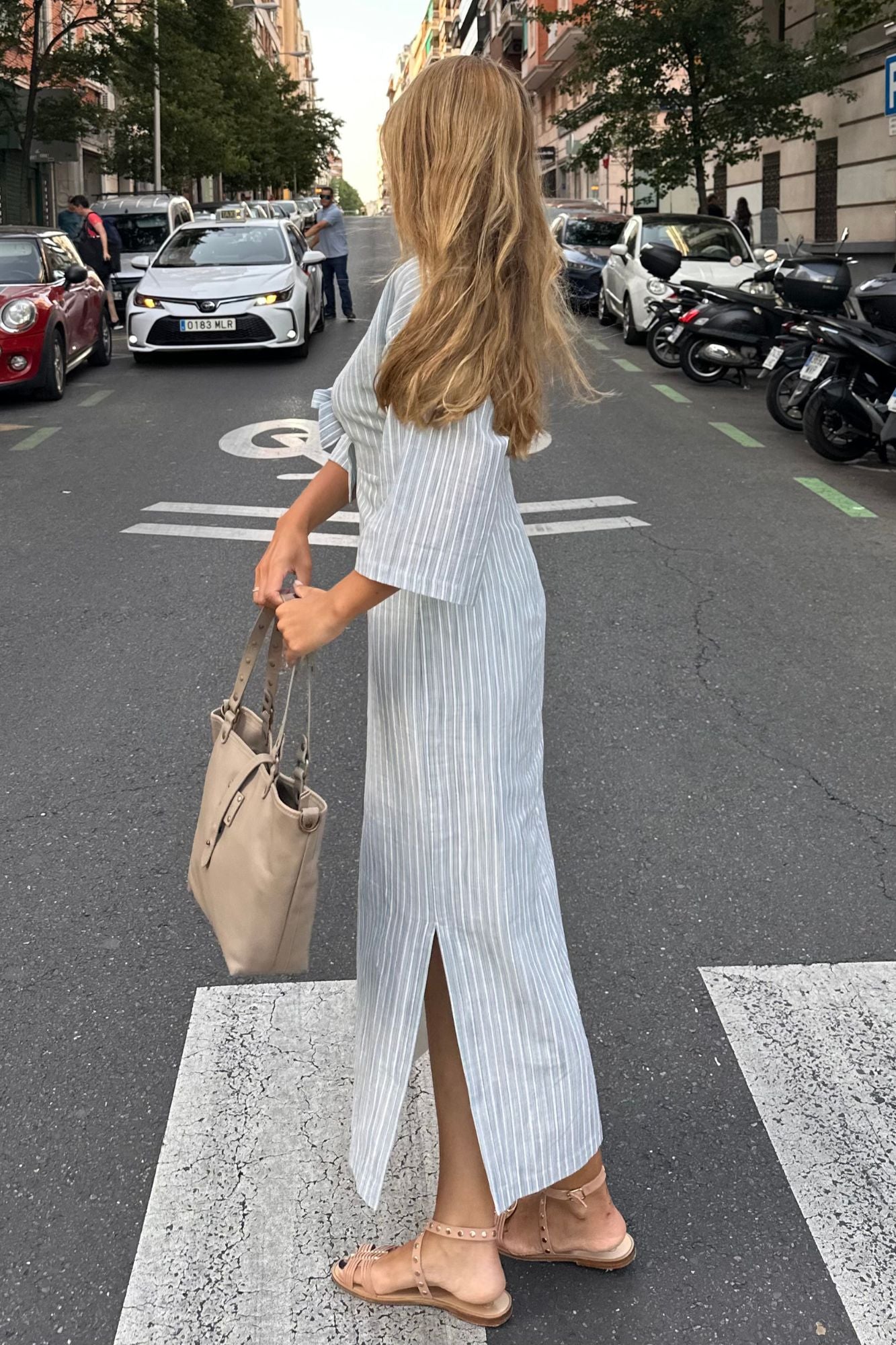 VESTIDO RAYAS LAZADA VERDE