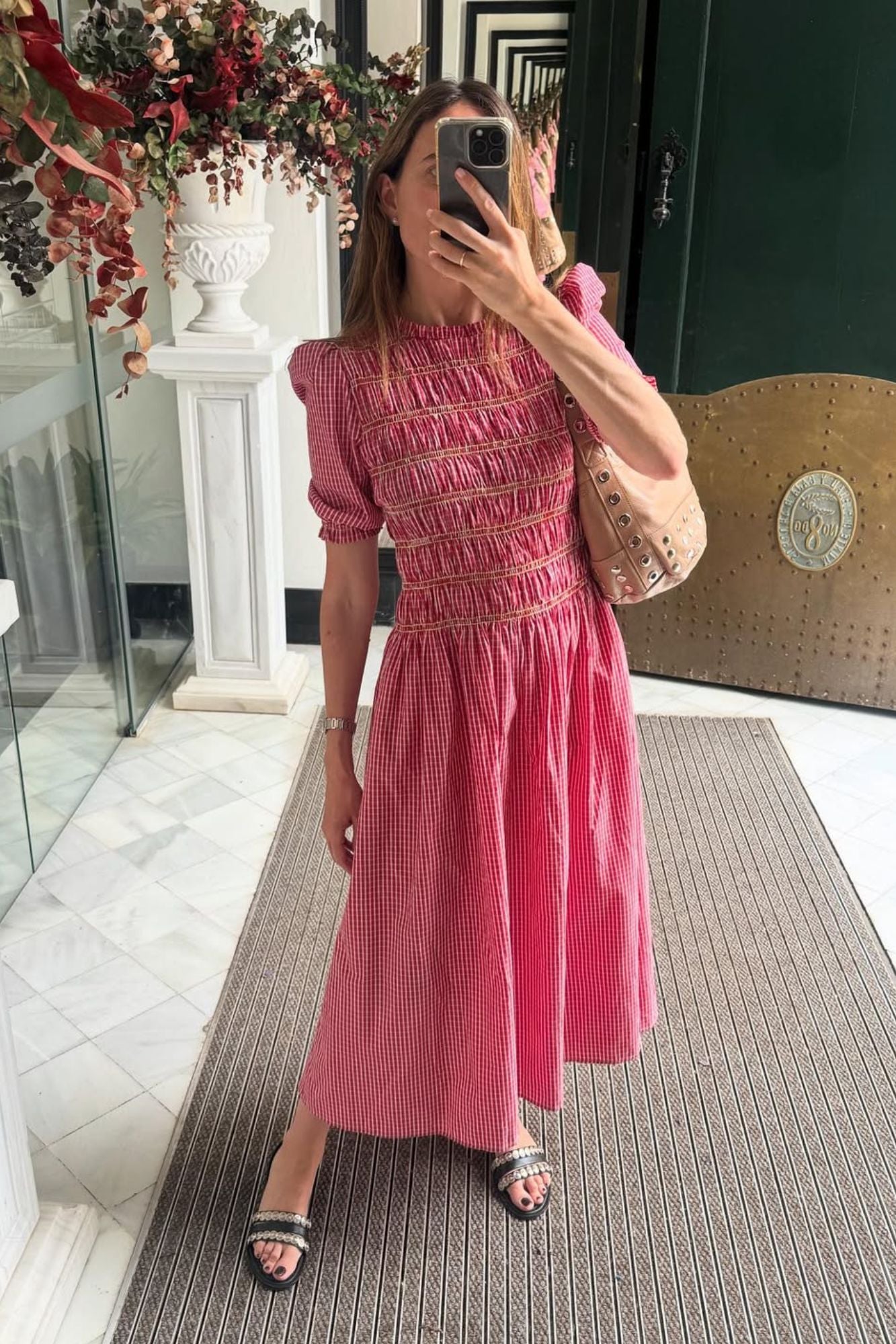 VESTIDO LARGO VICHY ROJO