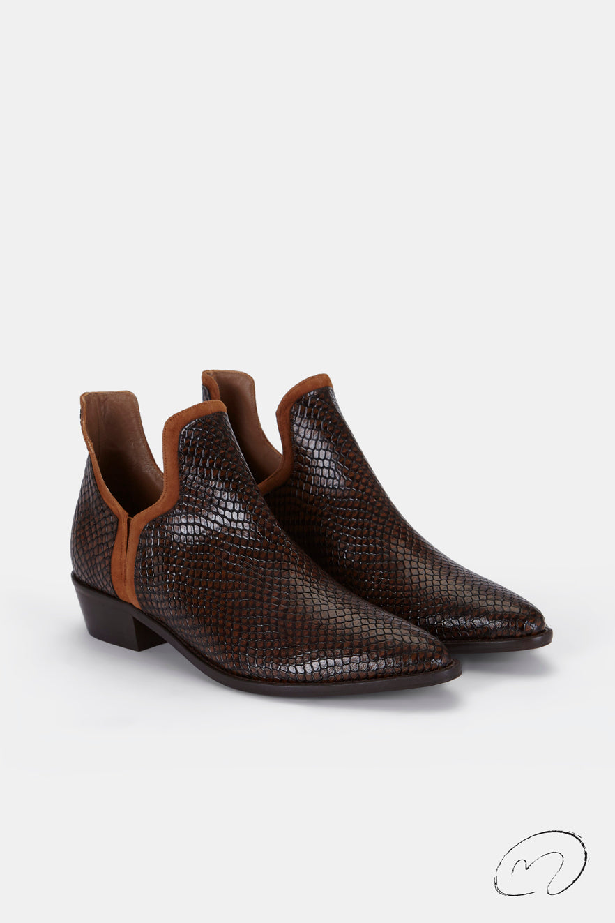 FRIDA BOOTS ENGRAVED LEATHER 4CM