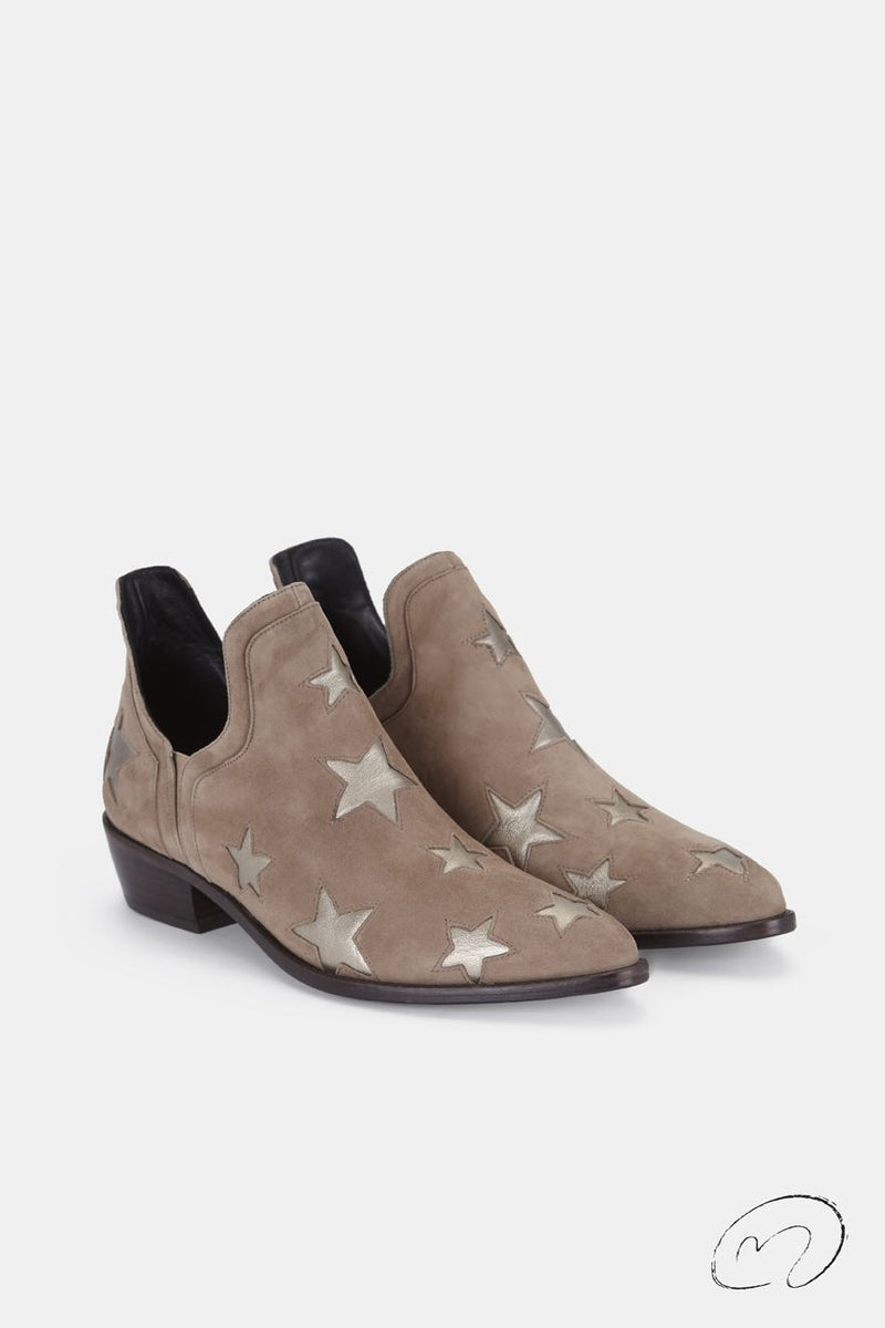STAR BOOTS BEIGE Y ORO PLATINO 4CM