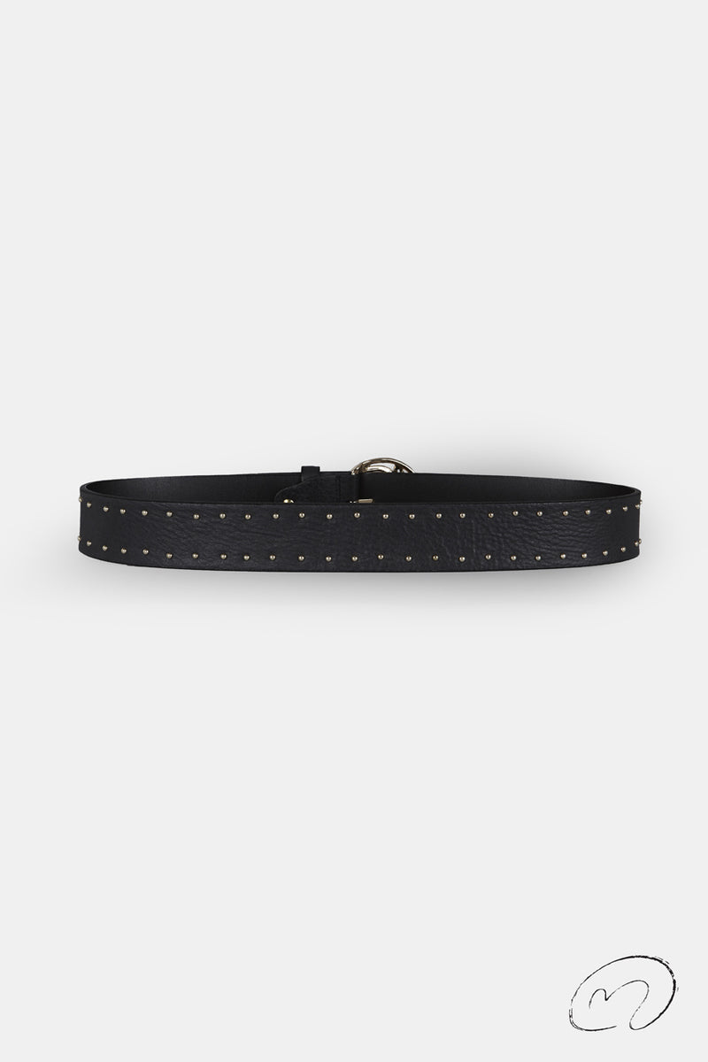CINTURÓN NEGRO TACHAS ORO