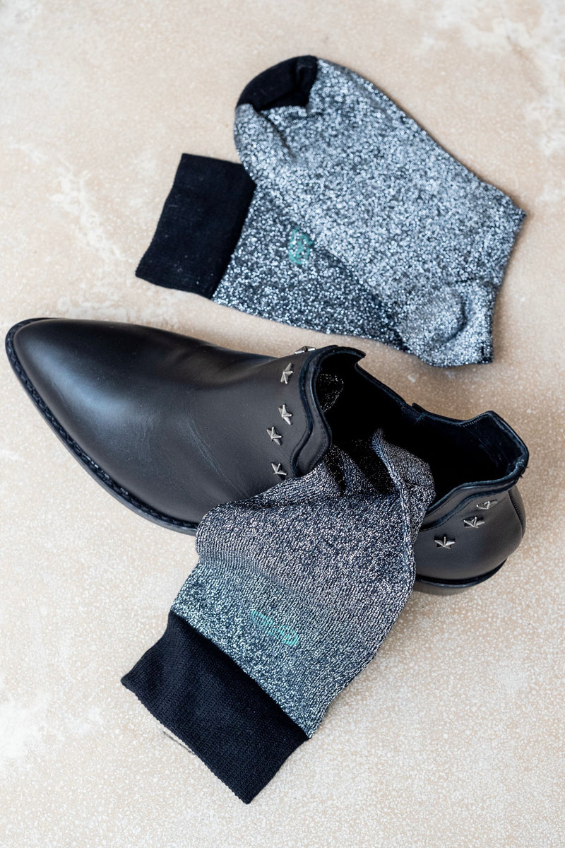 CALCETINES GLITTER NEGRO